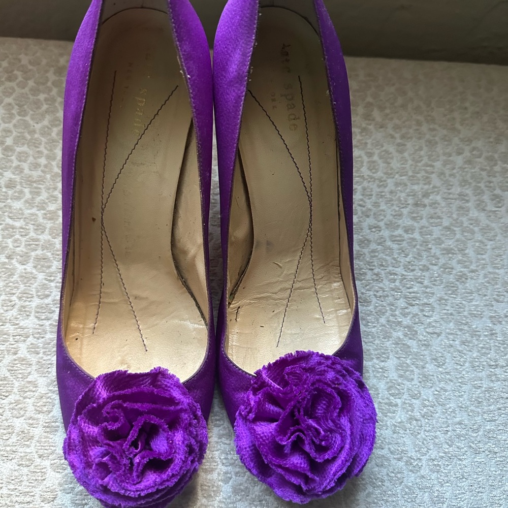 Kate Spade Vibrant Purple Heels with Floral Detail